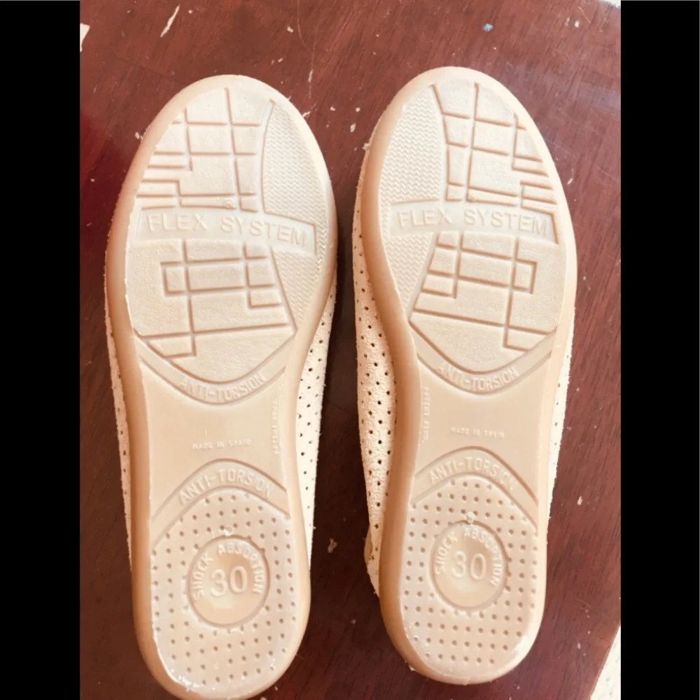 Girls Beige Ballet Flats - Perforated Bow Detail